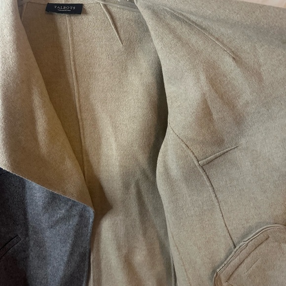 Talbots Petite 2X Gray Wool Blend Open Front Waterfall Collar Jacket - Picture 6 of 13